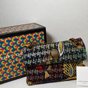 KURT GEIGER Kensington Crossbody Bag Womens Tweed Multicolor W/ Box & Dustbag